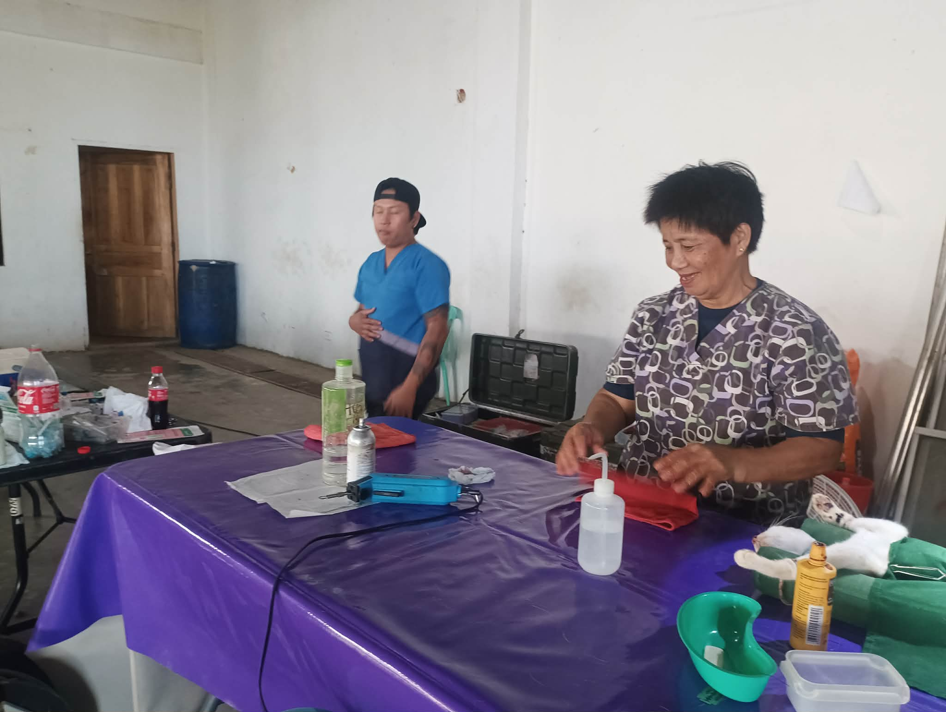 table d'opération vétérinaire en campagne